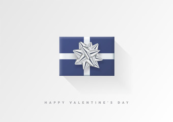 Colorful wrapped gift box with ribbon. 2018 Festive vector illustration. Flat decoration.