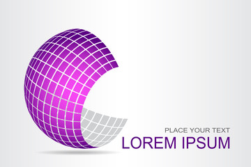 Logo stylized spherical surface with abstract shapes