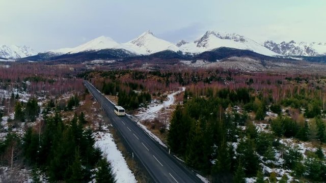 Aerial drone view of Tatra Mountains, Slovakia