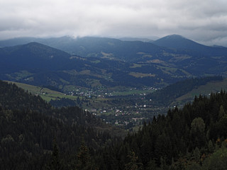Fototapeta na wymiar Carpatian mountains view from top