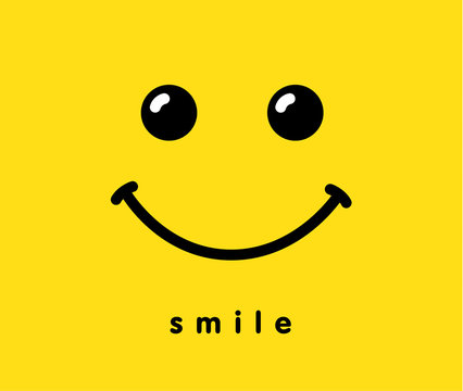 Smile icon logo template design. Smiling vector on yellow background. Face doodle line art style