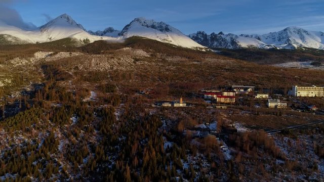Aerial drone morning view of Tatra Mountains, Slovakia