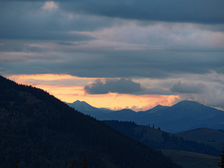 Carpatian mountains view from top