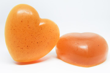 Orange Hearts soap Thai handmade white background 