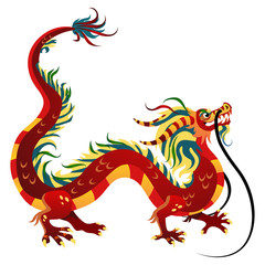 Traditional chinese Dragon, ancient symbol of asian or china culture, decoration for new year celebration, mythology animal vector illustration, idea for tattoo design