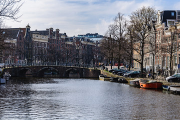 Obraz premium Amstel River in Amsterdam, Holland