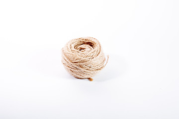 Tangle of rope for packing, on white background.