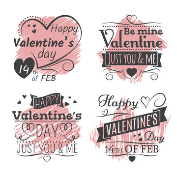 Valentines day banners on grunge colorful back