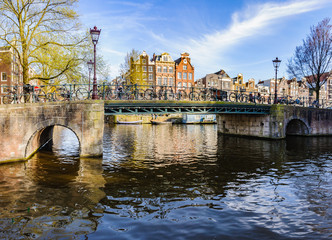 Obraz premium Bridge on the Canals of Amsterdam, Holland