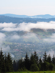 Carpatian mountains view from the top