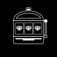 Diamond slot machine icon black and white vector illustration