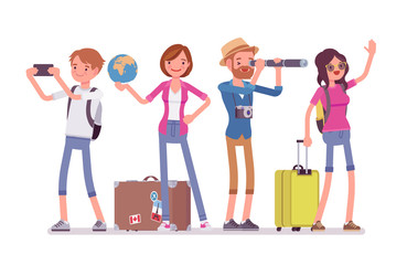 Fototapeta premium Travelers group with luggage