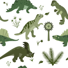 dinosaurs vector seamless pattern