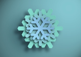 Snowflakes. Paper cutout. Blue paper. Illustration.