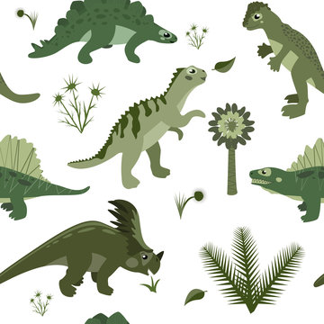 dinosaurs vector seamless pattern © Anastasiia Kolpakova