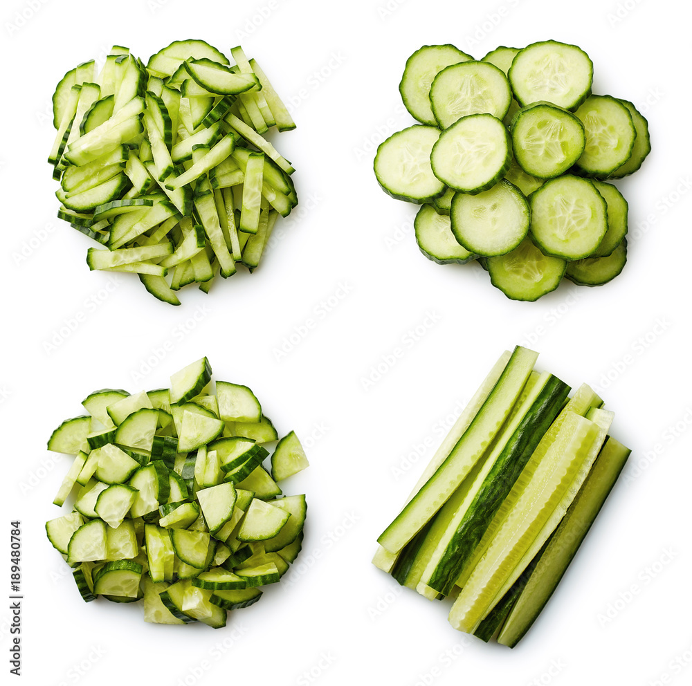 Poster heap of fresh sliced cucumbers