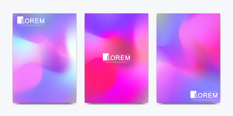 Modern vector template for brochure, leaflet, flyer, cover, catalog in A4 size. Abstract fluid 3d shapes vector trendy liquid colors backgrounds set. Colored fluid graphic composition illustration.
