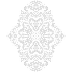 Oriental vector light pattern with arabesques and floral elements. Traditional classic ornament. Vintage pattern with arabesques