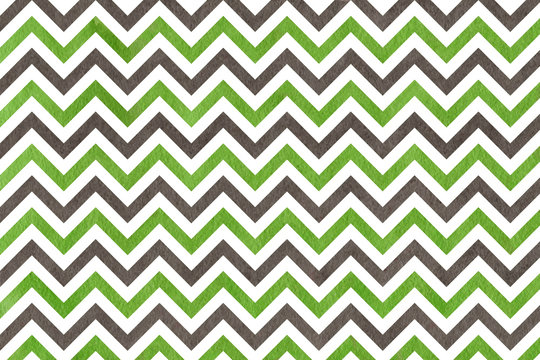 Watercolor green and grey stripes background, chevron. © perekotypole