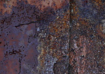 rusty metal plate with a seam and corrosion