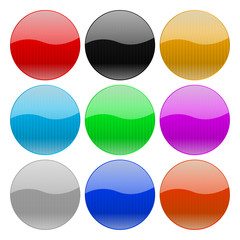 Round glass buttons. Colored set of 3d icons