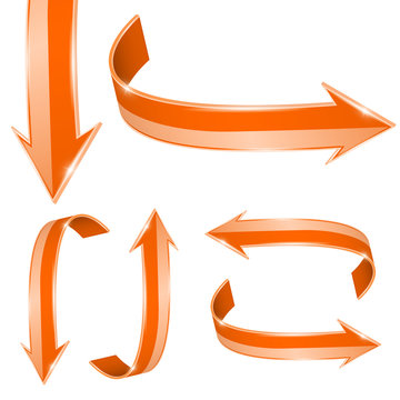 Orange arrows. Vector 3d illustration
