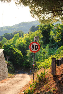 Beautiful mountain roads in Parco Naturale del Monte San Bartolo near to Pesaro, Marche, Italy