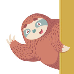 cute hand drawn cartoon vector sloth . colorful animal illustration
