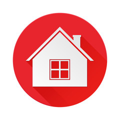 Home red icon. Symbol of residential house
