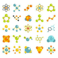 Molecule icon set, flat style
