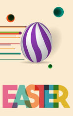 Happy Easter Day. 3d Easter Egg with trend design. Holiday Background. Vector Illustration. EPS 10