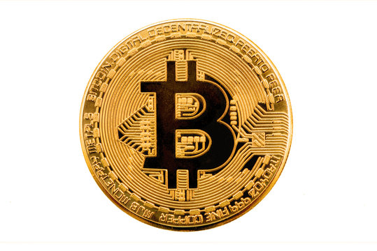 crypto currency bitcoin golden representation on white background