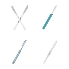 Scalpel icon set, flat style