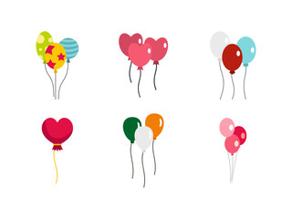 Ballons icon set, flat style
