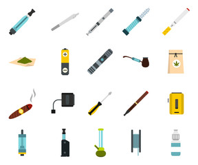 Smoking icon set, flat style