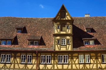 Fachwerkhaus in Rothenburg ob der Tauber, Bayern, Deutschland