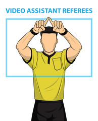 Fototapeta premium Football referee shows video assistant referees action.