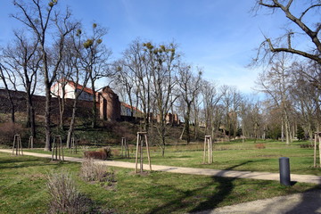 Prenzlau, Stadtpark mit alter Stadtmauer