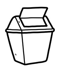 bin / cartoon vector and illustration, black and white, hand drawn, sketch style, isolated on white background.