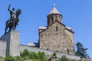 Fototapeta na wymiar Metekhi St. Virgin church in Tbilisi, Georgia