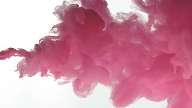 Color Ink flowing in water on white background
