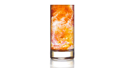 rainbow cocktail on isolated white background composition photography
