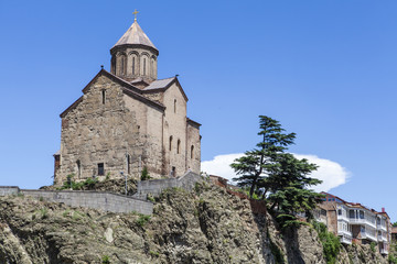 Fototapeta na wymiar Metekhi St. Virgin church in Tbilisi, Georgia