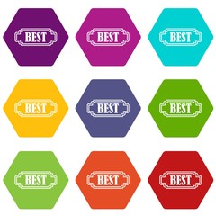 Best rectangle label icon set color hexahedron