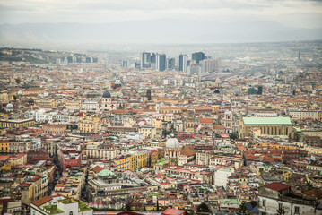 Obraz premium Naples, Italy - November 30 2017: Panoramic view of the italian city by Vesuvius