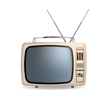 Vector retro portable tv with blank screen. Isolated on white background.