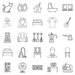 Stirpes icons set, outline style