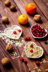 concept healthy for heart food on wooden background