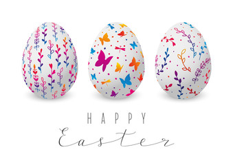 Set of color decorated Easter eggs