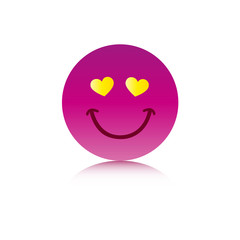 glücklicher smiley lila mit herzaugen